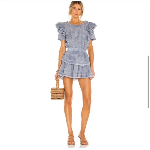 LoveShackFancy Natasha Dress Washed Denim Blue - Picture 3 of 11